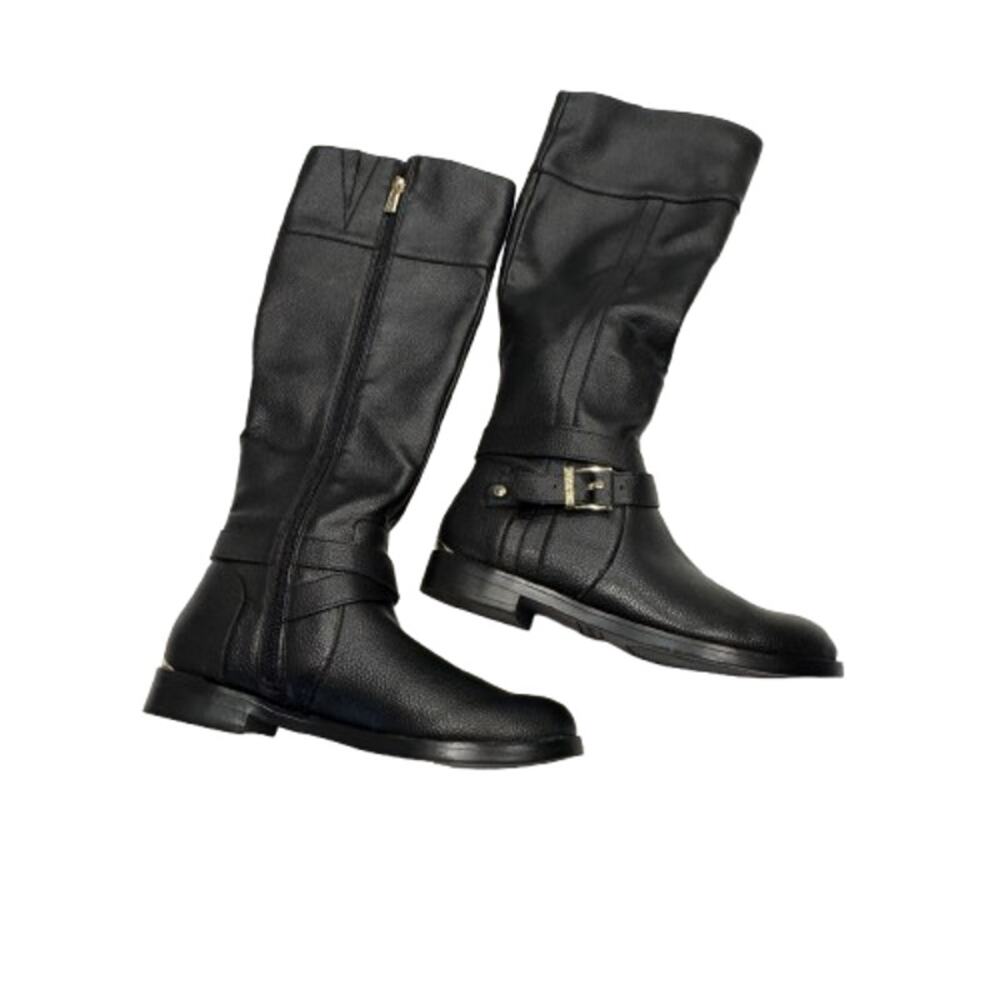 Kenneth Cole‎ REACTION Women's Wind Riding Boots 5.5 Black Buckle Strap Zipper